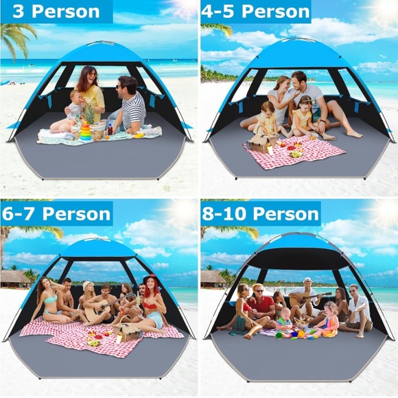 4 Person🧑‍🧑‍🧒‍🧒Beach🏖️Tent⛺️Sun☀️Shelter w UPF 50＋UV Protection Lightweight - Picture 7 of 9